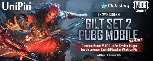 Draw & Koleksi Gilt Set 2 PUBG Mobile Terbaru! Top Up Unknown Cash #PakeUniPin & Dapatkan 25.000 UniPin Credits